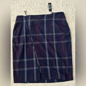 Lane Bryant Navy and Red Plaid Pencil Skirt